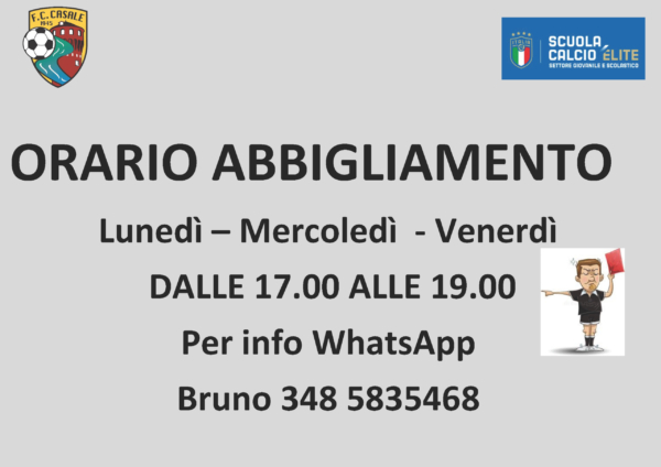 ORARIO ABBIGLIAMENTO