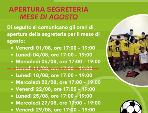 AGGIORNAMENTO ORARI SEGRETERIA AGOSTO